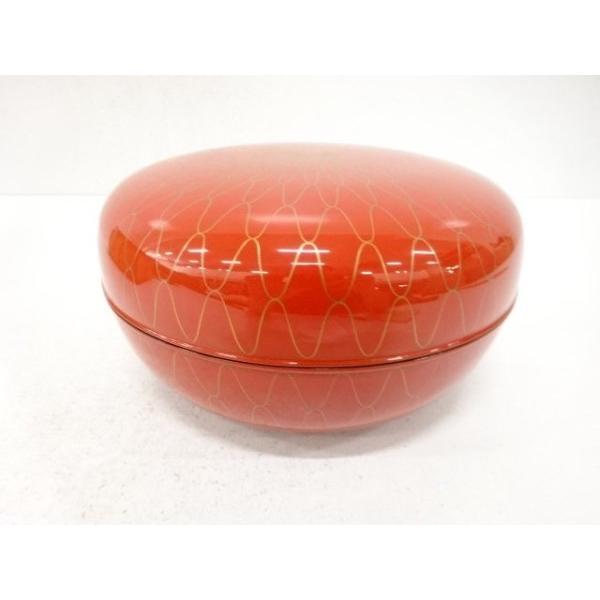 ys7796055; 朱塗り 網目 食籠【道】 茶道具 菓子器 喰籠 朱網目 縁錫