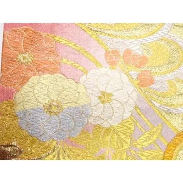 ys7820072; 山並に花模様織り出し 振袖用袋帯【着】 : kimono-Shinei