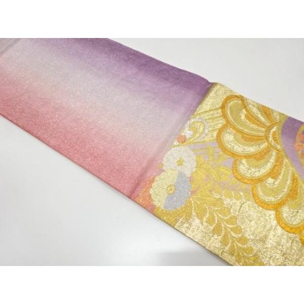 インスト　帯 ys7820072; 山並に花模様織り出し 振袖用袋帯【着】 : kimono-Shinei