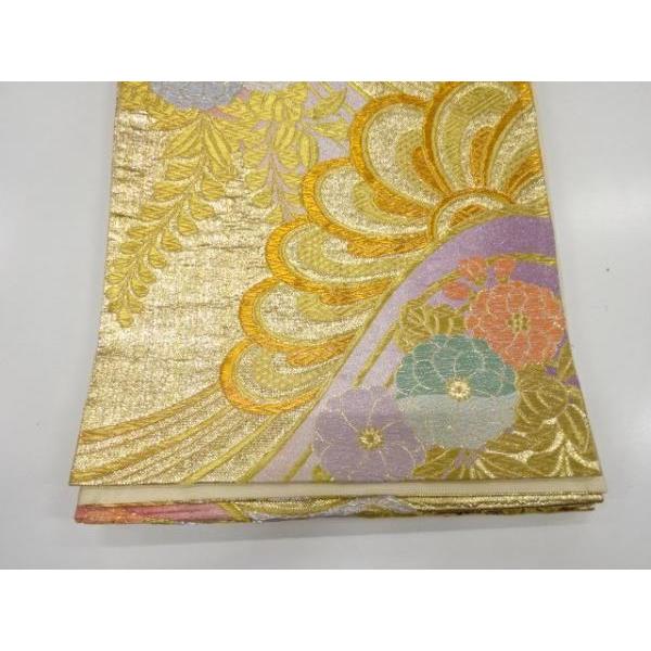 ys7820072; 山並に花模様織り出し 振袖用袋帯【着】 : kimono-Shinei