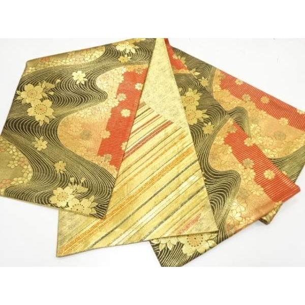 ys7820074; 流水に桜模様織り出し 全通振袖用袋帯【着】 : kimono