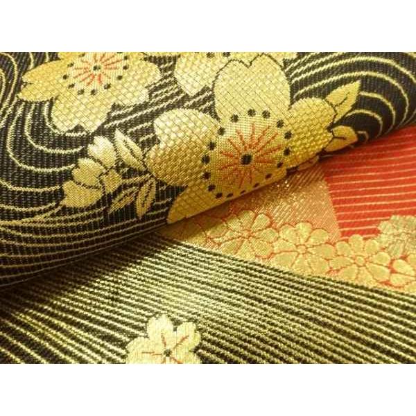 ys7820074; 流水に桜模様織り出し 全通振袖用袋帯【着】 : kimono