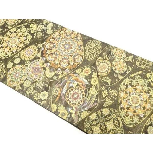 ys7844545; 金糸 石畳に華紋・鳳凰模様織り出し 袋帯【着】 : kimono