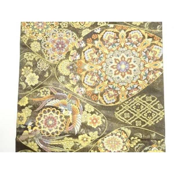 ys7844545; 金糸 石畳に華紋・鳳凰模様織り出し 袋帯【着】 : kimono
