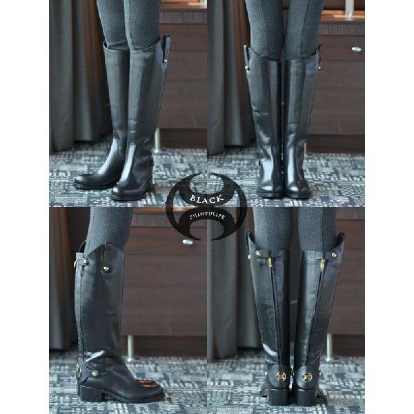 ジョッキー ブーツ レディース ロング 本革 ゆったり 歩きやすい