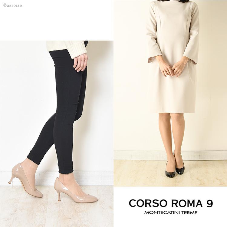 CORSO ROMA,9 エナメル パンプス フォーマル 黒 ブラック CORSO ROMA,9 エナメル パンプス フォーマル 黒 ブラック
