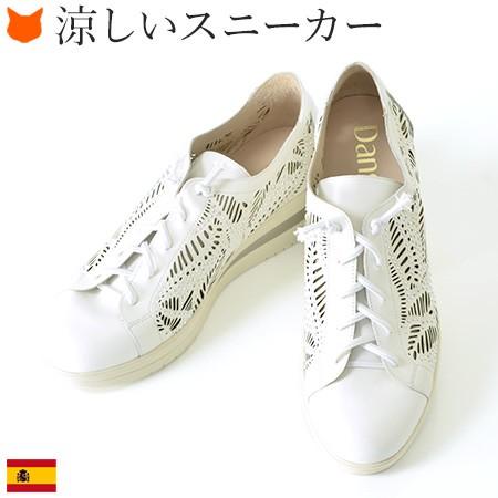 パンチング レザー スニーカー 白 厚底 インヒール レディース 本革