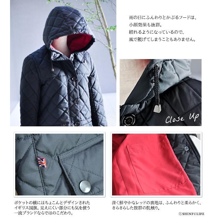 キルティング ジャケット レディース ミドル丈 撥水 ブラック 