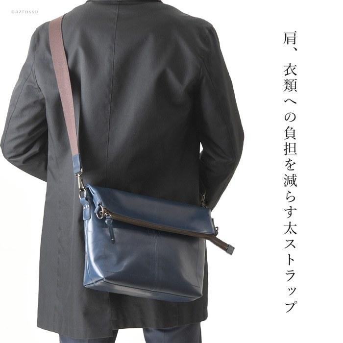日本製 口折れ ショルダーバッグ メンズ 本革 ショルダー バッグ 斜