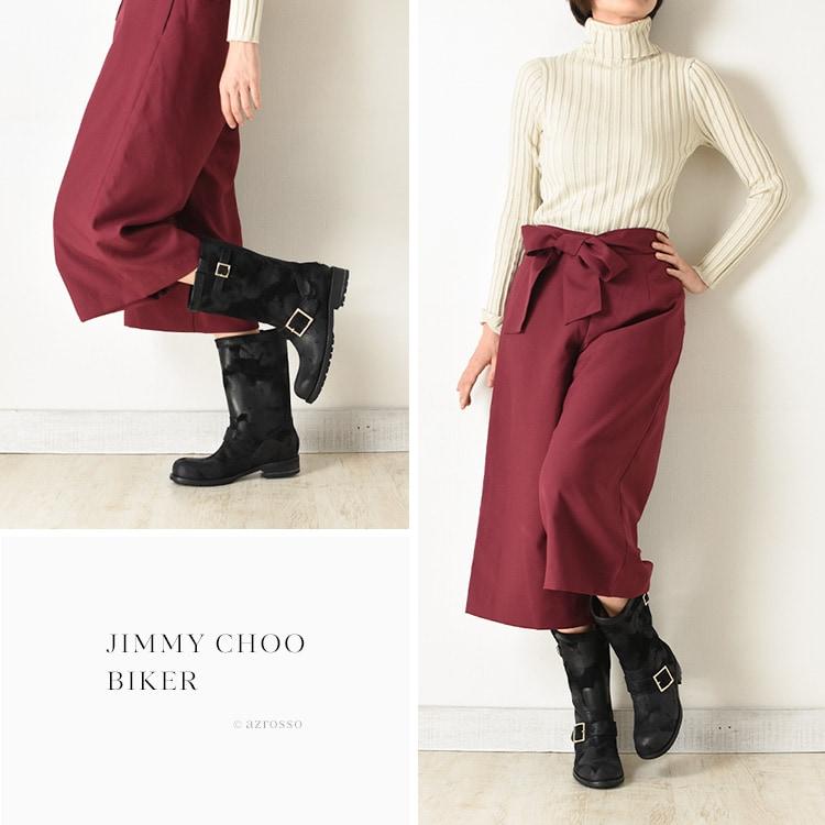 ジミーチュウ ショートブーツ スエード エンジニアブーツ レディース バイカー ブラック 黒 迷彩柄 JIMMY CHOO BIKER 靴 大きいサイズ 25cm ゴツめ｜shinfulife-otherlife｜14