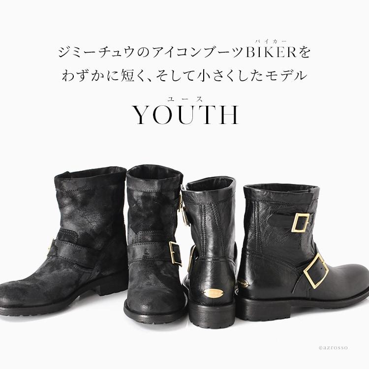 Jimmy Choo ショートブーツ エンジニアブーツ レディース ブランド ジミーチュウ Youth 本革 バイカー ブーツ 黒 25cm