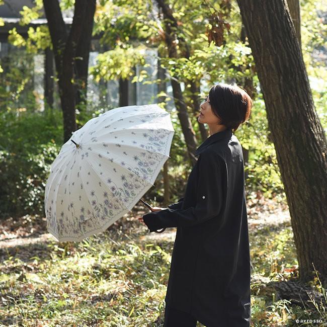 雨 傘 レディース 長傘 晴雨 兼用 大きめ おしゃれ 花 柄 フラワー 黒
