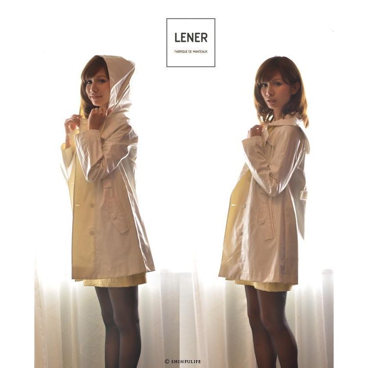 LENER トレンチコート ショート 丈 防水 ネイビー フード 付き LENER トレンチコート ショート 丈 防水 ネイビー フード 付き