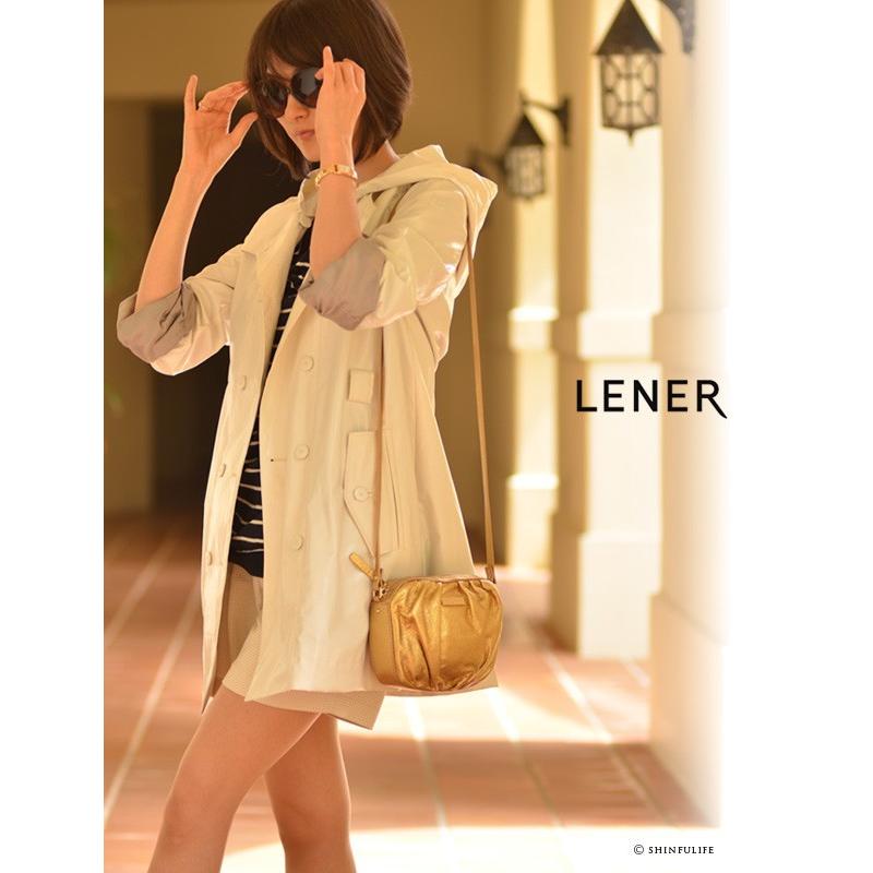 LENER（レネール） トレンチコート ショート 丈 防水 ネイビー フード