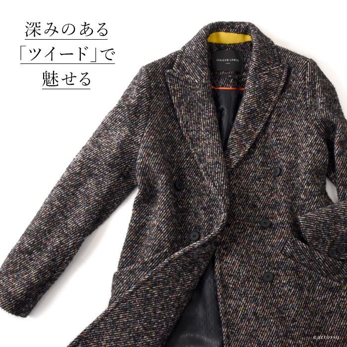 美品】レネール ロングコート ダブルブレスト ウール アンゴラ 黒 36 M