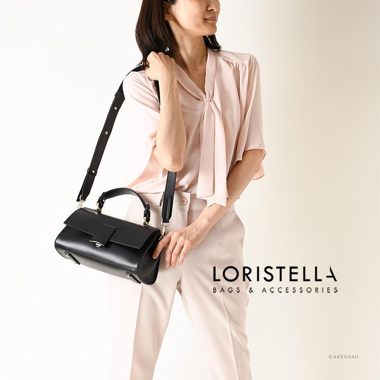 LORISTELLA 本革 ハンドバッグ レディース 横長 小さめ 牛革 黒 LORISTELLA 本革 ハンドバッグ レディース 横長 小さめ 牛革 黒