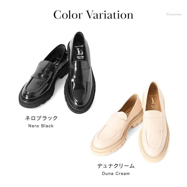 Luca Grossi 厚底 本革 ローファー レディース ブランド 白 Luca Grossi 厚底 本革 ローファー レディース ブランド 白