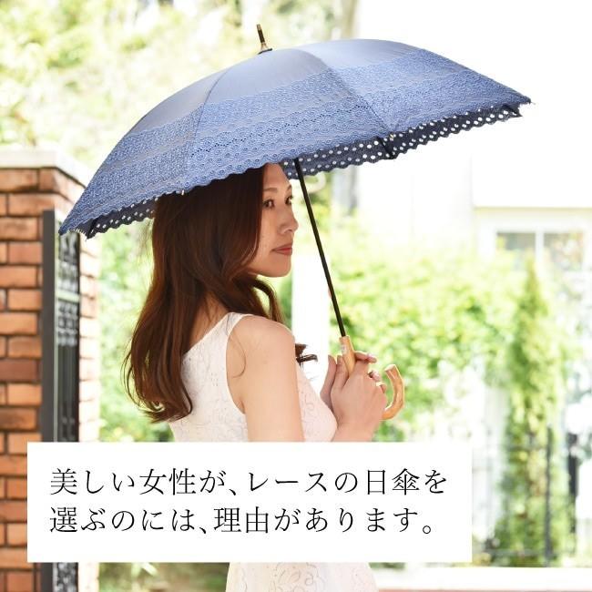 新品【GRACY】長傘日傘高級豪華レース刺繍二層張り中骨隠しUV 日傘雨傘