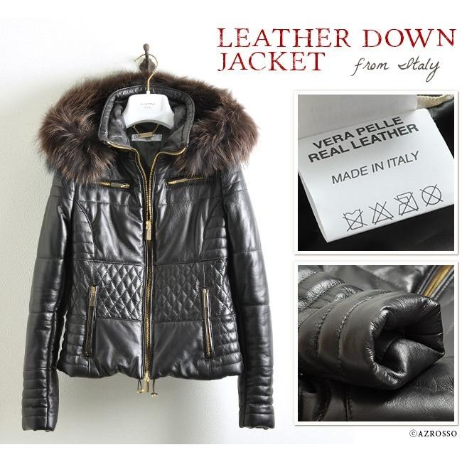 ダウン ジャケット レディース コート ラムレザー 本革