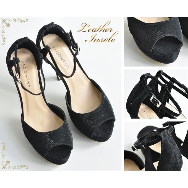 オープントゥ グリッター ストラップ サンダル ハイ ヒール 11cm