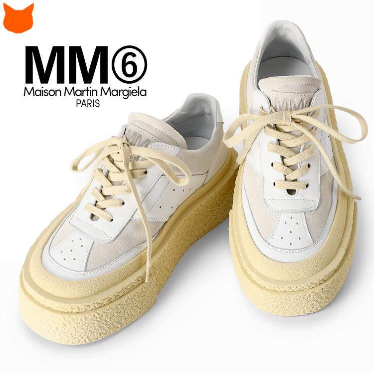 mm6 スニーカー 白 厚底 レディース 靴 おしゃれ ホワイト 本 革 ブランド メゾンマルジェラ Maison Margiela レザースニーカー  40代 イタリア製 S59WS0189P0673 : mm6s59ws0189p0673 : ブランドセレクト シンフーライフアザーライフ - 通販 