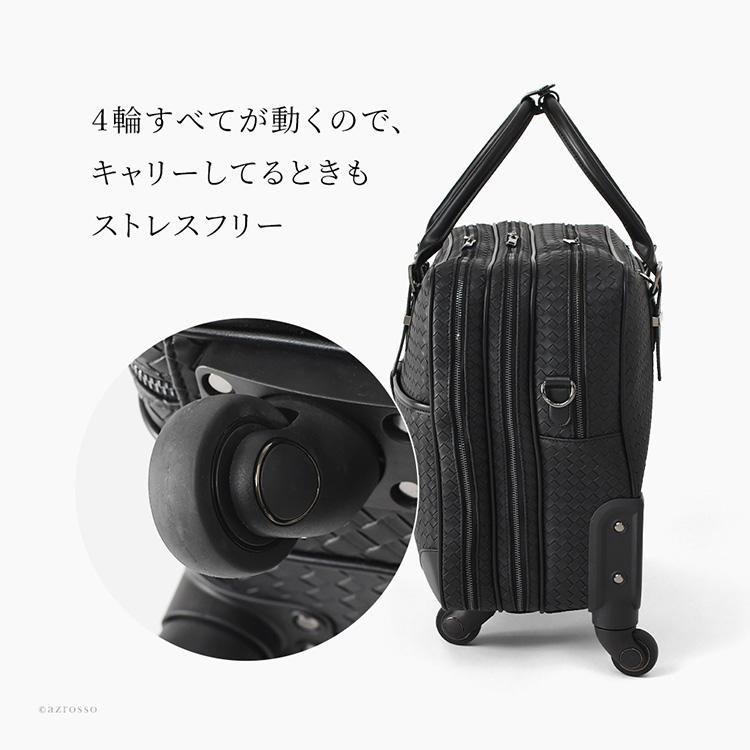 ソフト キャリーバッグ 横型 4輪 レディース 機内持ち込み キャリー 軽量 黒 2泊3日 sサイズ キャリーケース A4 大容量 PC 収納 出張 旅行 トロリーケースの画像