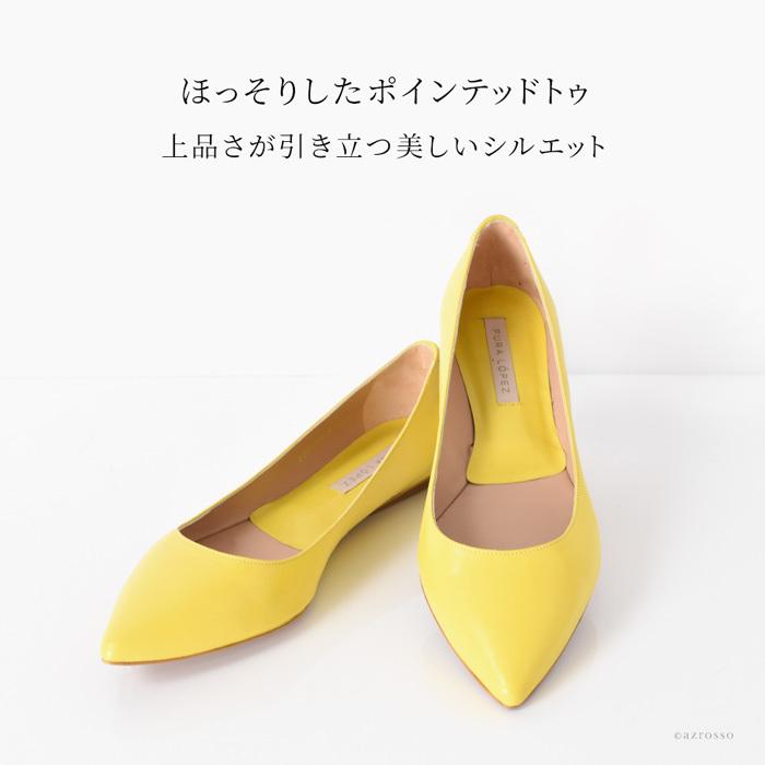 PURA LOPEZ ローヒール パンプス 黄色 レザー 痛くない 本革 PURA LOPEZ ローヒール パンプス 黄色 レザー 痛くない 本革