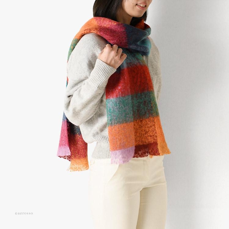 agnona マフラー　ストール　カシミア　シルク マルチカラー　チェック柄 shinfulife-otherlife_pqoc534