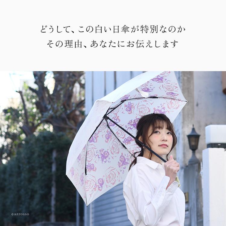 日傘 折りたたみ 晴雨兼用 軽量 日本製 花柄 ローズ 傘 プレミアムホワイト 母の日 プレゼント ギフト 義母 人気 おすすめ 涼しい ピンク 青｜shinfulife-otherlife｜04