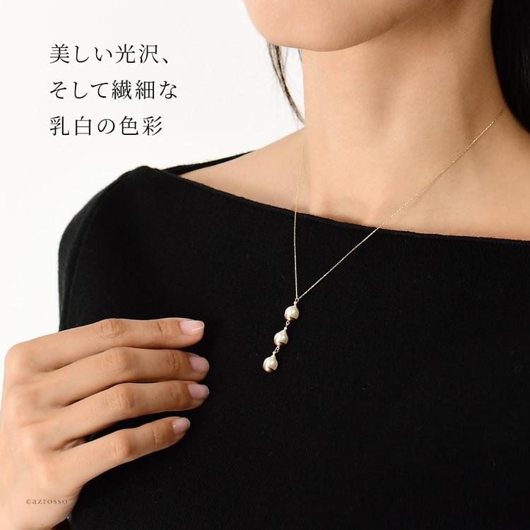 日本製 アコヤ真珠 ゴールド ネックレス 3連 バロックパール K10 日本製 アコヤ真珠 ゴールド ネックレス 3連 バロックパール K10