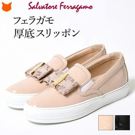 FERRAGAMO フェラガモ スリッポン 厚底 エナメル スニーカー FERRAGAMO フェラガモ スリッポン 厚底 エナメル スニーカー