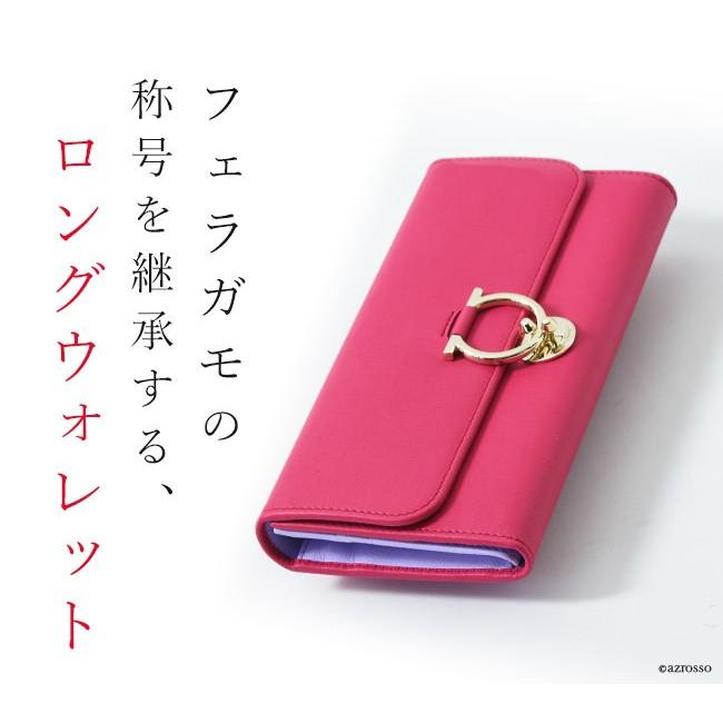 フェラガモ 長財布 レディース 財布 ガンチーニ 本革 ピンク