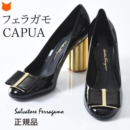 FERRAGAMO エナメル フェラガモ パンプス ブラック ゴールド FERRAGAMO エナメル フェラガモ パンプス ブラック ゴールド