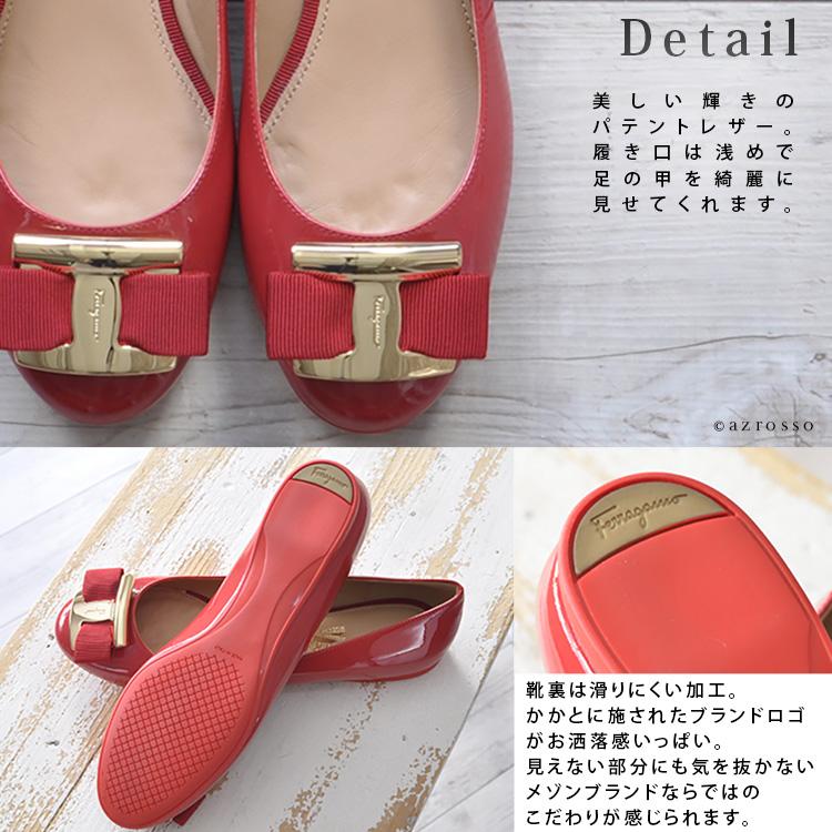 FERRAGAMO エナメル レッド パンプス フェラガモ リボン 25.5cm FERRAGAMO エナメル レッド パンプス フェラガモ リボン 25.5cm