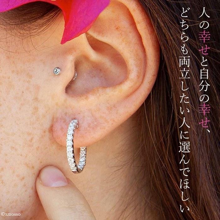 ダイヤカット入シルバー925フープピアスリングレディースシルバー8ｍｍ片耳18G