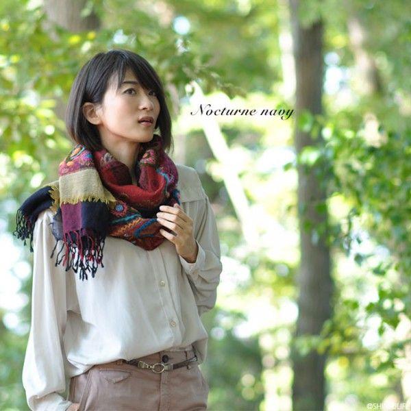 Tolani（トラニ） ペイズリー刺繍 大判 ストール ウール 100％ストール