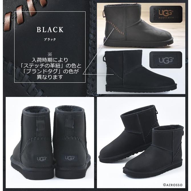 UGG クラシック ミニ ムートンブーツ ショート ブーツ メンズ アグブーツ 撥水 レザー ブラック 黒 チェスナット ネイビー