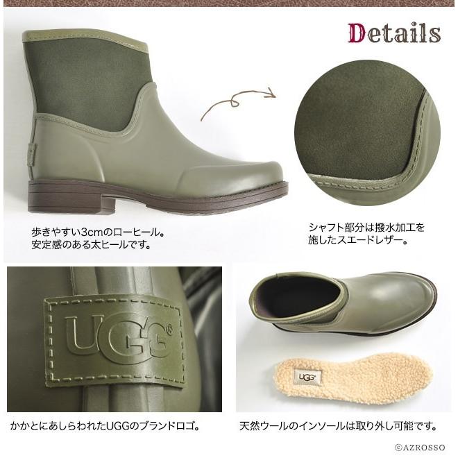 UGG レインブーツ レディース ショートブーツ パクストン アグ ブーツ ブラック 黒 カーキ 大きいサイズ 25cm 26cm｜shinfulife-otherlife｜08