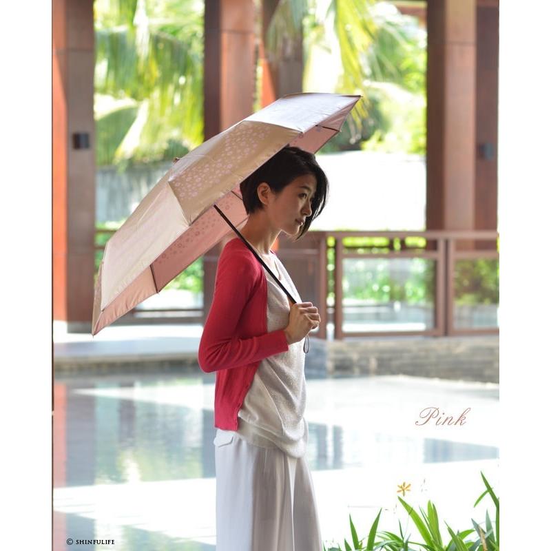 UVION UVカット日傘 母 折りたたみ 晴雨兼用 軽量 シャンパン