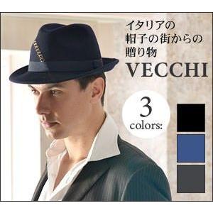 中折れ 帽子 イタリア製 ポイントステッチ VECCHI メンズ ウールハット