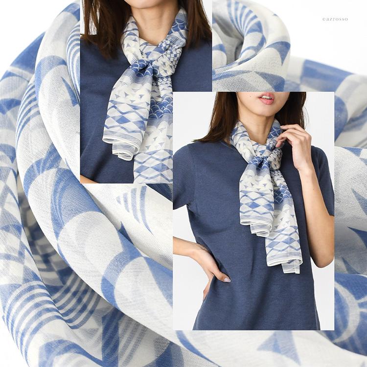 日本製 シルク ストール 大判 長方形 160cm 幾何学模様 柄