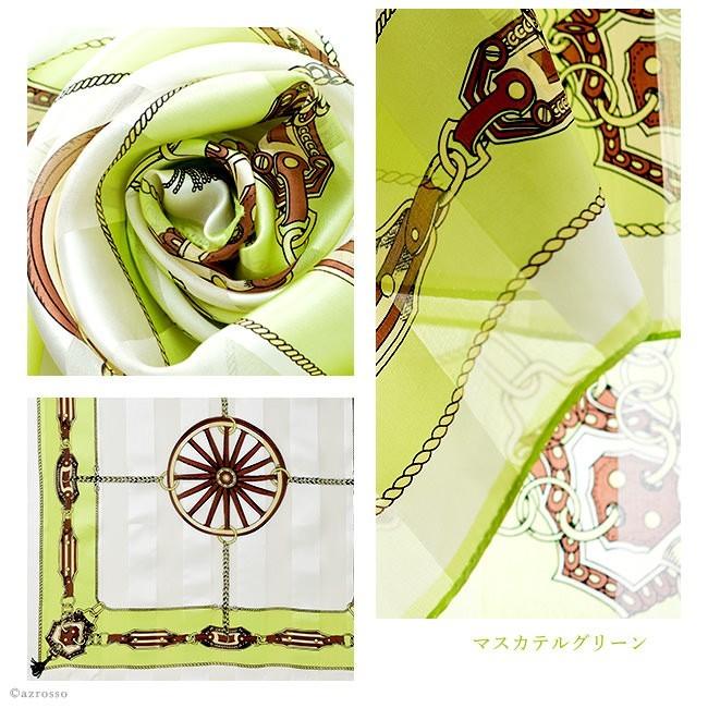 スカーフ シルク サテン ストライプ ミニ プチサイズ 正方形 日本製