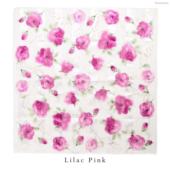 スカーフ シルク 大判 90 正方形 花柄 横浜スカーフ 春 夏 青 ピンク