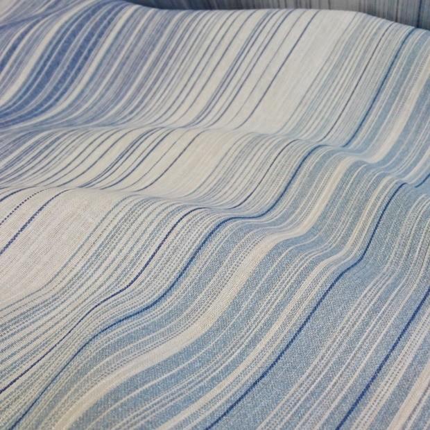 --高島ちぢみ 生地カット売り　巾150センチ×100センチ　日本製　ボーダー　ブルー　地域ブランド　シボ　凸凹　マスク　生地　布 |  | 02