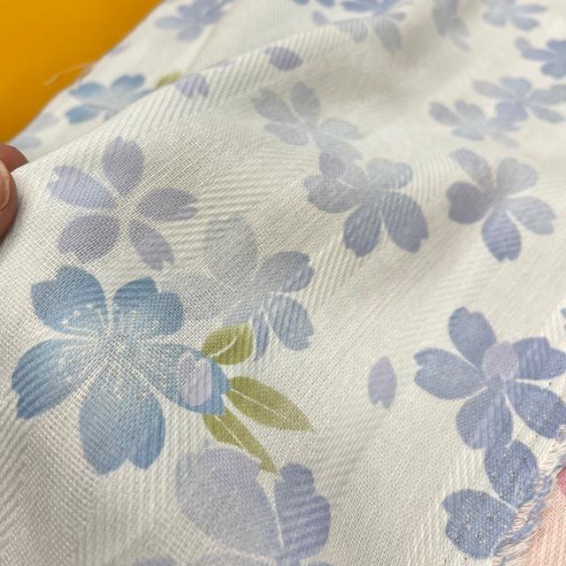 --三河木綿 お試し生地 カット売り 桜柄 ダブルガーゼ 巾２８×２００センチ 日本製 地域ブランド 肌触りがよい マスク生地 布 吸水 速乾 通気 ピンク ブルー |  | 02