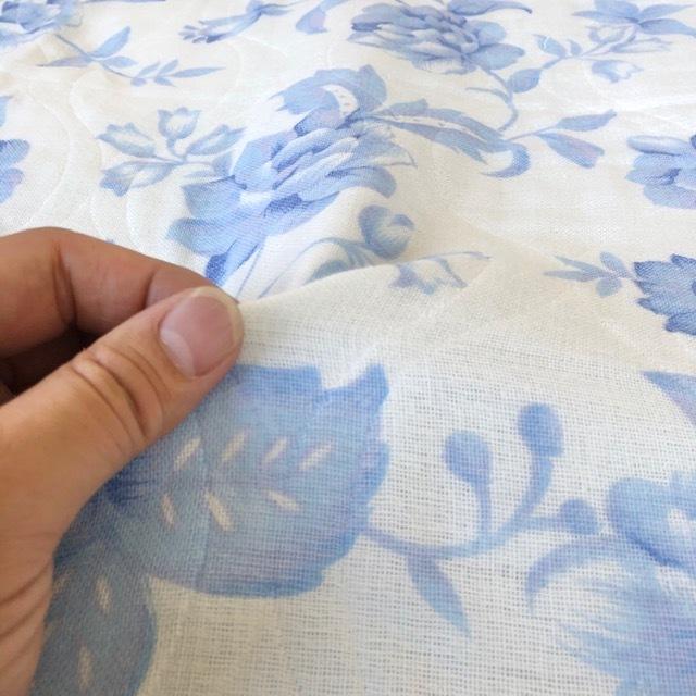 --ガーゼケット 衿付 五重ガーゼ ブルー シングル  日本製 肌に優しい 多重織 さらさら コットン 洗濯機丸洗い可能  ブルー 花柄 愛知県 蒲郡 お買い得 数量限定 |  | 02