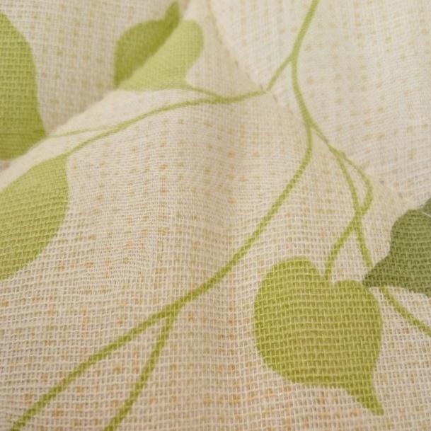 --三河木綿の敷パッド リーフ柄　日本製　ダブルガーゼ　プリント　寝具　 地域ブランド　愛知　蒲郡　吸水性　シングルサイズ |  | 02