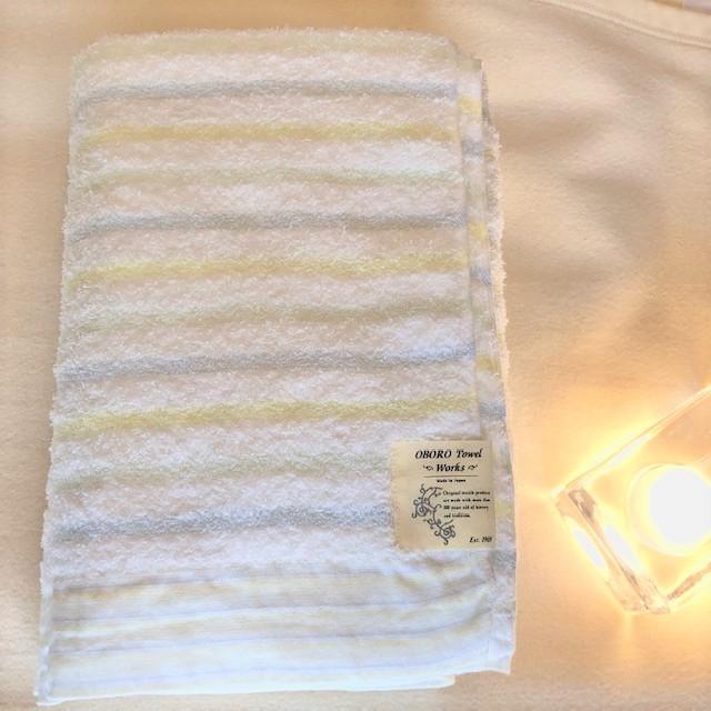 --おぼろタオル バスタオル ゆらぎ ボーダー ストライプ ブルー 肌に優しい コットン  赤ちゃん 日本製 吸水 速乾 60×120センチ 新生活 |  | 04