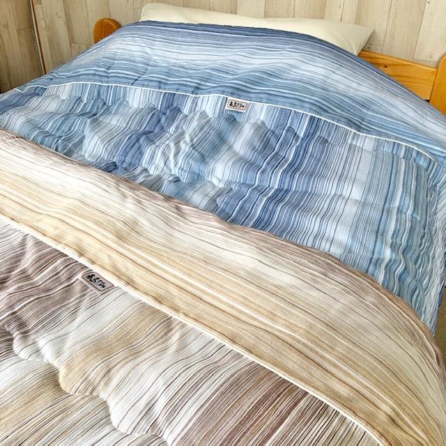 高島ちぢみ 肌掛け布団 ストライプ BL BE 日本製 高島ちぢみ 涼感素材