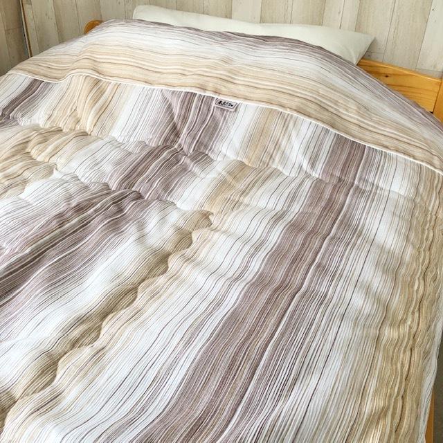 高島ちぢみ 肌掛け布団 ストライプ BL BE 日本製 高島ちぢみ